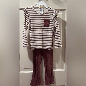 Nicole Miller Toddler Girls Brown and Cream Striped Set